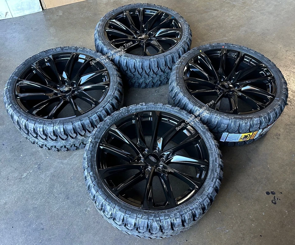 24” FR98 BLACK WHEELS Ford F150 Expedition Bronco 6X135 and 33” Mud MT Tires - Image 1 of 4