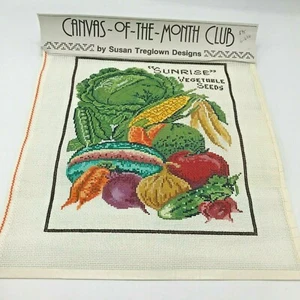 Hand Painted Needlepoint Pattern Vintage Seed Packet Sunrise Susan Treglown - Picture 1 of 8