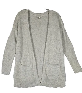CATO Size S Womens Gray Knit Open Front Long Sleeve Pockets Long Cardigan - Picture 1 of 8