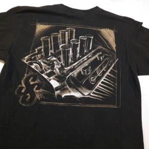 SS SEAN SMITH DESIGNS HOT ROD ENGINE ART CAR TEE T SHIRT Mens M Black  - Picture 1 of 4