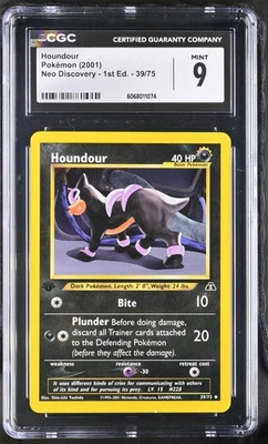 CGC 9 - Houndour 39/75 1st Edition Uncommon - Pokemon Neo Discovery WOTC Vintage - Image 1 of 3