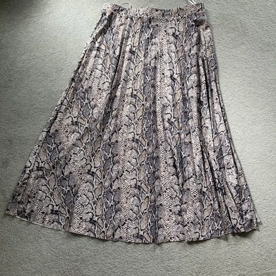 F&F Snake Print Elasticated Waist Pleated Midi Skirt Size 12 - Image 1 of 4