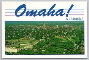 Cartolina veduta aerea Omaha Nebraska saluto non spedita - Foto 1 di 2