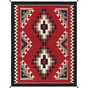 5×8 Ft Red Navajo Wool Kilim Rug Native American Style Southwest Aztec Area Rug - Picture 1 of 4