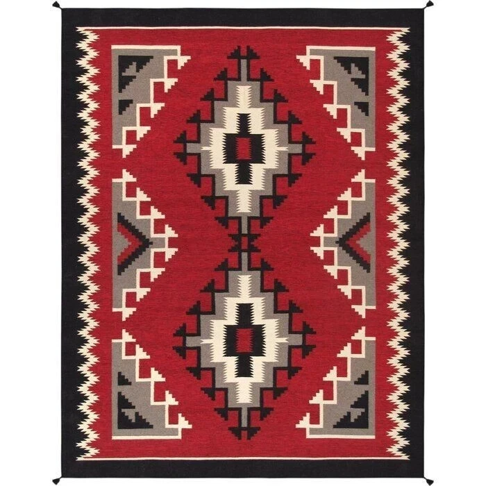 5×8 Ft Red Navajo Wool Kilim Rug Native American Style Southwest Aztec Area Rug - Image 1 of 4