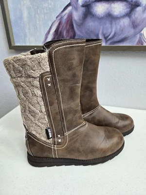 Botas forradas de sherpa Mukluks para mujer talla 9 marrón imitación cuero tejido espalda media pantorrilla Foto 1 de 4