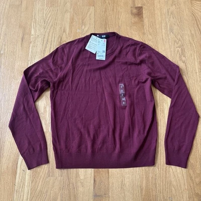 UNIQLO Sweater Womens Small Wool Crewneck Ribbed Trim Long Sleeve Pullover Wine - Image 1 of 4