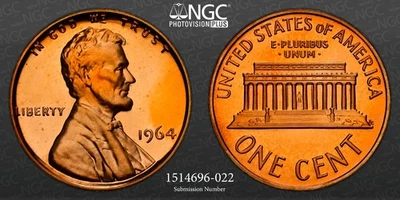 1964  1C PROOF LINCOLN MEMORIAL CENT  NGC PF68 RD UCAM / DCAM (RED) #1514696-022 - Image 1 of 4
