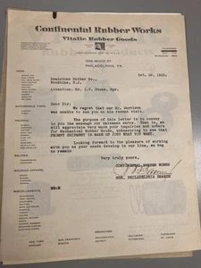 1925 Illustrated Letterhead Continental Rubber Works Philadelphia PA & Catalog - Picture 1 of 3