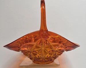 Indiana Glas Orange Monticello, Sternbild Korb mit Henkel. - Bild 1 von 4