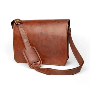 Bolso de cuero Satchel Messenger nuevo hombro portátil vintage marrón hecho a mano - Imagen 1 de 8