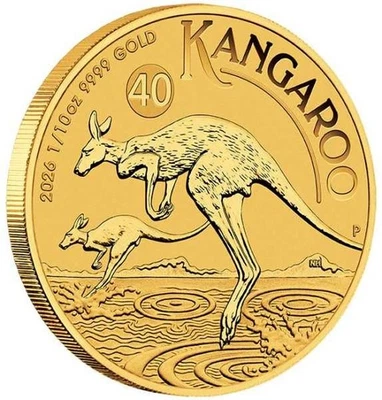 Australien 15 $ 2026  Känguru 40 Jahre  1/10  Oz Gold 9999 Goldmünze ST / BU - Bild 1 von 2