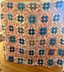 66x80 Vintage Quilt C1960s Churn Dash Pattern - Bild 1 von 4