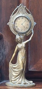 Erhard & Söhne Uhr Mantel Puppenhaus Jugendstil Frau Ormolu Miniatur Antik - Bild 1 von 6