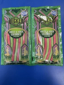 Wicked 2 Packages Sweet & Sour Licorice. Strawberry & Green Apple 16 Stick Total - Picture 1 of 2