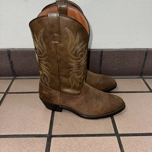 Laredo Lea Vamp Fox Brown Leather Western Cowboy Boots Mens Size 10EW #4242 - Picture 1 of 7