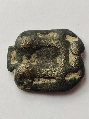 Ancienne Plaque Boucle Mérovingienne En Bronze - Photo 1/2