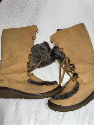 Timberland Kickadilla Womens Size 9.5 Brown Winter Leather Lace Up Tall Boots - Image 1 of 4