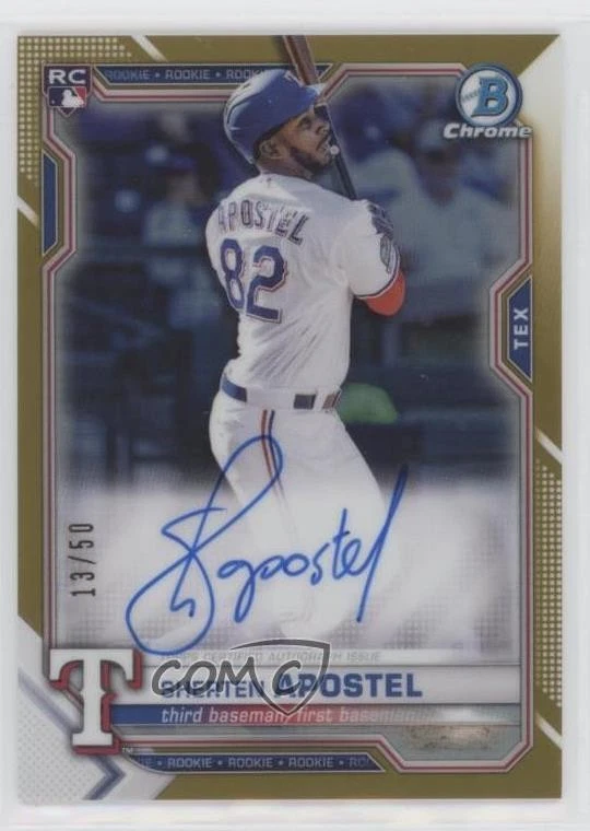 2021 Bowman Chrome Rookie Gold Refractor /50 Sherten Apostel #BCRA-SA Auto RC - Image 1 of 2