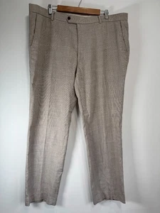 M&S Trousers Mens W42 L31 Beige Linen Blend Tailored Straight Leg Summer - Picture 1 of 8