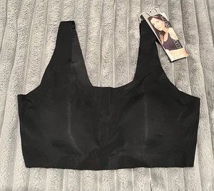 SECRET TREASURES SCOOP NECK BRALETTE SEAM FREE XL BLACK REMOVABLE FOAM CUPS NEW - Picture 1 of 2