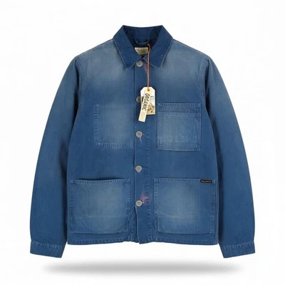 NUDIE JEANS Paul Men's Jacket S Oden Blue Washed Worker Spread  Button * - image 1 of 4