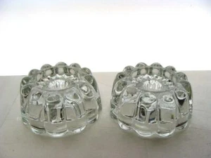 2 Vintage Boopie Bubble Style Lead Crystal Candle Stick Holders Mid Century - Picture 1 of 8