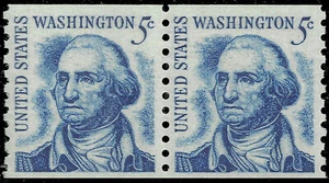 Scott 1304, il 1966 5¢ Coppia bobine Washington - In perfette condizioni, mai cernierate - Foto 1 di 1