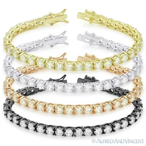 Brazalete de tenis de cristal de circonita cúbica de corte redondo de 5 mm en plata de ley .925 - Imagen 1 de 5