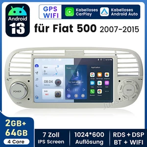 DAB+ Für Fiat 500 2007-2015 Carplay Android13 Autoradio GPS WIFI BT SWC 2+64G FM - Bild 1 von 17