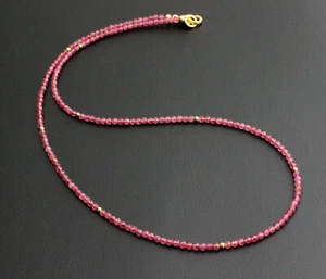 Cadena de rubelita turmalina cadena de piedras preciosas facetada rosa 925 plata dorada 46 cm - Imagen 1 de 1