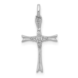 14k White Gold 1/15ct. Diamond Cross Pendant Perfect Gift for Her - Picture 1 of 6