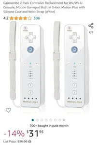 Gamrombo 2 Pack Controller Replacement for Wii/Wii U Console, Motion Gamepad... - Picture 1 of 10