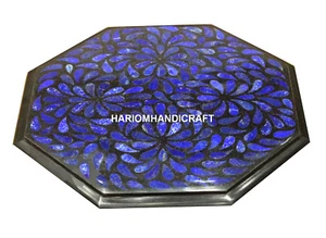 Lapislázuli Piedra Negra Mármol Cafetera Mesa Rara Incrustación Mosaico Arte Decoración del Hogar H3500 - Imagen 1 de 4