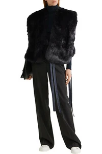 NWT HELMUT LANG MIDNIGHT BLUE FAUX FUR VEST TOP ONE SIZE - Picture 1 of 4