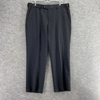 Pantalones de vestir Izod para hombre 36/30 negros tiro medio plisados bolsillos rectos ajuste regular Foto 1 de 4