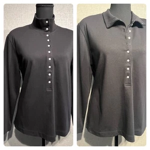 Camisa Top Orvis Talla L Para Mujer 2 en 1 Cuello/Cuello Tortuga 1/2 Botón Manga Larga - Imagen 1 de 6