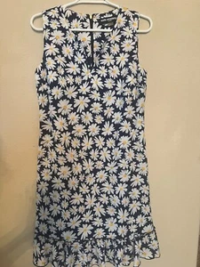 Karl Lagerfeld white blue daisy floral print sleeveless lined dress size 6 - Picture 1 of 7