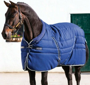 Horseware Rambo Cosy Stable Rug Fleece Collar Heavy 400g Navy/Black 3'9''-7'3'' - Picture 1 of 5