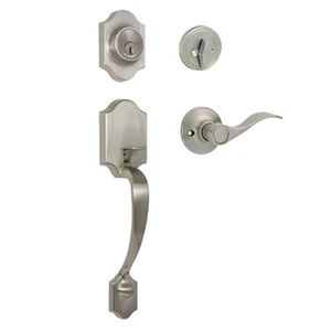 Manija de entrada Designers Impressions níquel satinado Valhala con palanca de puerta Kingston - Imagen 1 de 3