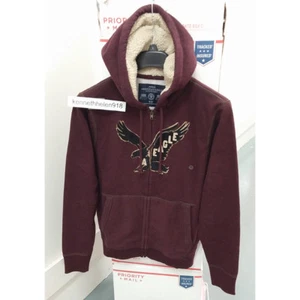 AMERICAN EAGLE OUTFITTERS GRAPHIC FULL-ZIP HOODIE BURGUNDY MENS SIZE MEDIUM - Picture 1 of 6