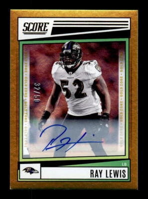 2022 Score #190 Ray Lewis Signatures Gold Zone #/50 - Image 1 of 2