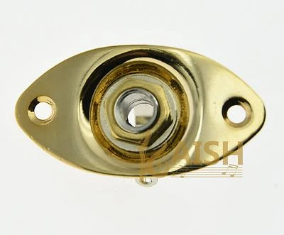 Placca Jack Chitarra Elettrica Oro Uscita Ovale Presa Jack - Immagine 1 di 3