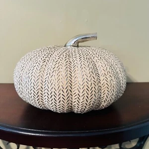 Vintage Pottery Barn Gray Glass Mosaic Pumpkin Fall Autumn Halloween Decor - Picture 1 of 12