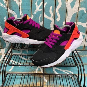 Nike Air Huarache Run Black/Peach/Bold Berry Trainers 654280-001 Youth 6Y/W7.5 - Picture 1 of 10