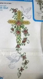 Janlynn Rosa Cruz Funda de Almohada Estampada Bordado Juego de 2 997-1710 A NUEVO - Imagen 1 de 7