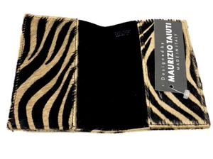 MAURIZIO TAIUTI MADE IN ITALY LEATHER HAIR ON HIDE ANIMAL PRINT PASSPORT WALLET - Picture 1 of 3