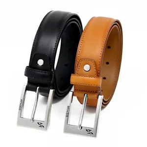 Mens Gents Dress Belt Genuine Leather Casual Belts For Man With Gift Box SB-04 - Picture 1 of 11