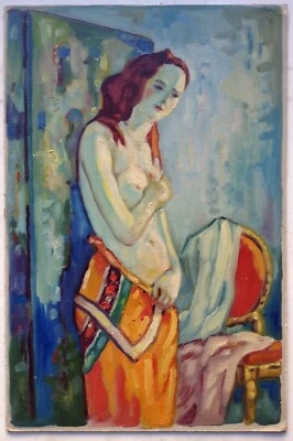 ANTIGUA PINTURA AL ÓLEO IMPRESIONISTA CERCA HENRI MATISSE RETRATO DE UNA MUJER AÑOS 40 Foto 1 de 4