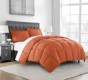 Rust Orange down Alternative Comforter Oversized King - 3-Piece Lightweight Comf - Picture 1 of 5